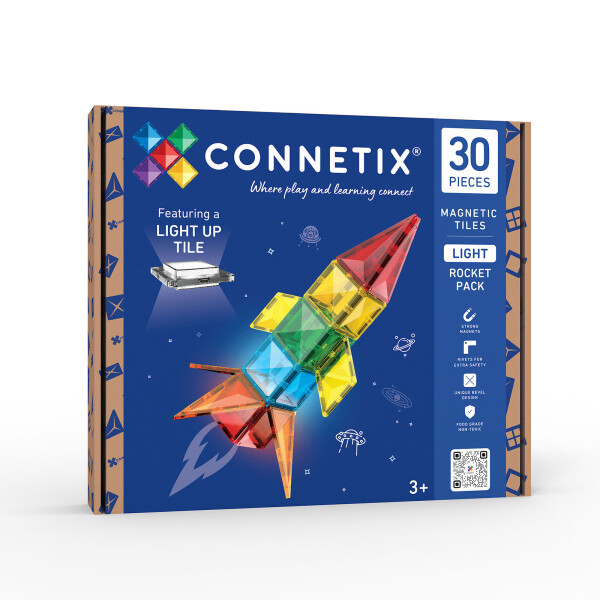 Connetix Connetix Tiles - Magnetická Stavebnica Svietiaca raketa 30 ks