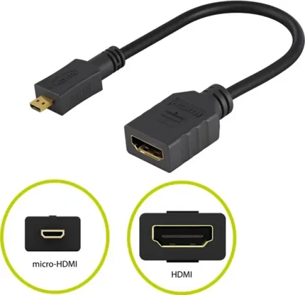 PremiumCord Flexi adaptér HDMI / Typ A samica - micro HDMI Typ D samec / ohybný (kphdma-35)