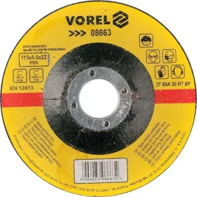 Vorel Brúsny kotúč na kov 115x22x6,0 mm vypuklý / Brúsny kotúč / 115x22 mm / Vypuklý