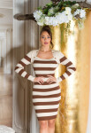 Sexy Midi knitdress with decor buttons CAPPUCCINO Einheitsgroesse