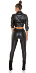 Sexy orezaná blúzka Kunstleder T2880 čierna - Koucla UNI