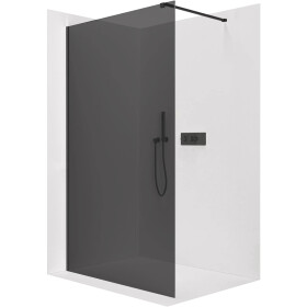 CERANO - Sprchová zástena Walk-in Onyx Cube Ľ/P - 8 mm - hranatá vzpera - čierna matná, grafitové sklo - 40x200 CER-8050BD71921