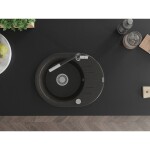MEXEN/S MEXEN/S - Kevin granitový drez 1-miska s odkvapkávačom vrátane batérie Flora, čierna/zlatá metalik 6517-75-670401-07