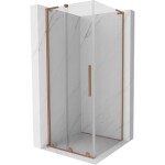 MEXEN/S - Velar L sprchovací kút, posuvné dvere 100 x 100, transparent, meď kartáčovaná 871-100-100-03-65