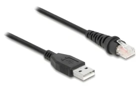 DeLock / Kábel RJ50 na USB 2.0 Typ-A / pre čítačky čiarových kódov / 2 m / čierna (90611)