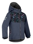 Detská softshellová bunda s fleecom Unuo Basic Lístočky žíhaná modrá 116/122 EUR
