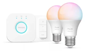Philips Hue Essential WCA E27 9W 2ks + Bridge + stmievač / Sada šikovného osvetlenia / 806 lm / 2200-6500 K / stmievateľná (SKL000509947)