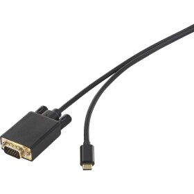 Renkforce USB-C® / VGA káblový adaptér USB-C ® zástrčka, VGA pólové Zástrčka 3.00 m čierna RF-3385692 Kábel pre displeje USB-C®; RF-3385692