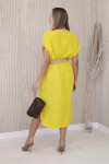 Šaty 5904 s ozdobným opaskom - žlté UNI Žlutá
