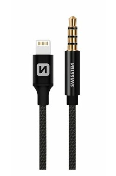 Swissten TEXTILE Audio adaptér Lightning - 3.5mm jack 1.5m čierna (73501213)