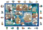 Wooden City Drevené puzzle Plachetnica 2v1