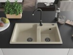 MEXEN/S MEXEN/S - Tomas granitový drez 2-bowl 800 x 500 mm, béžová, + čierny sifón 6516802000-69-B