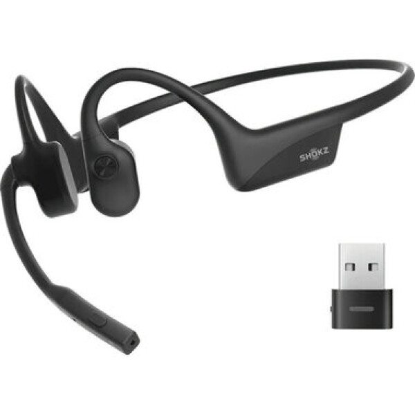 Shokz OpenComm2 čierna / Bluetooth slúchadlá / pred uši s mikrofónom / IP55 / 7 Generácia BONE Conduction / USB-A (C110-AA-BK-EN)