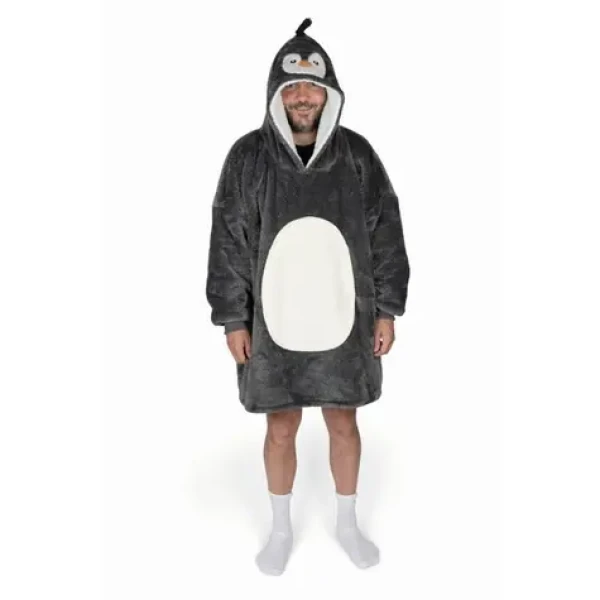 Cozy Noxxiez Tučniak - hrejivá televízna mikinová deka s kapucňou pre teenagerov a dospelých (20-CH362)