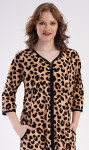 Dámske domáce šaty s trojštvrťovým rukávom Leopard hnědá 2XL