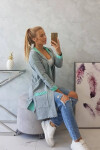 Dvojfarebná pláštenka s kapucňou 21679 mätová+šedá - Kesi one size