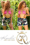 Trendy Summer Shorts with print and lace navy M/L