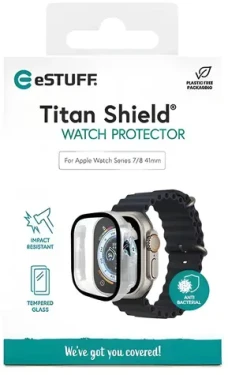 ESTUFF TitanShield pre Apple Watch Series 7/8 41 mm / Ochranné sklo / Temperované sklo / Full Cover (ES501030)