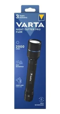 Varta Aluminium Pro F20R čierna / Svietidlo / LED / 2000 lm / IP67 / powerbanka / USB nabíjanie (18920101111)