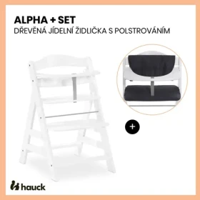 Hauck Alpha+ set 2v1 drevená stolička, white + polstrovanie Melange charcoal (HK661161SET3)