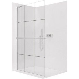 CERANO - Sprchová zástena Walk-in Onyx L-ľavá vzpera - 8 mm + polička/držiak na uteráky - chróm, industriálne sklo - 120x200 CER-8050BD1363