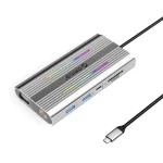 Orico USB-C Hub 12v1 RGB strieborná / Dokovacia stanica / 3x USB-A / USB-C PD 100W / HDMI 4K / VGA / RJ45 Gigabit (ORICO-XDR-X2-SV-BP)