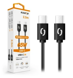 Aligator Dátový kábel POWER 65W / USB-C / USB-C 3A / 2 / 5m čierny (DATKP58)