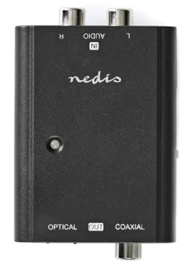 Nedis prevodník analógového audia na digitálny čierny / Audio prevodník / 2x RCA - RCA + Toslink (ACON2508BK)