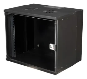 Equip ECO čierna / Nástenná skriňa / 19" / 9U / sklenené dvere / 540 x 400 mm (EWM-09-5440-B)