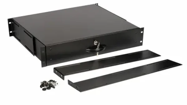 Equip Uzamykateľná zásuvka 19" čierna / Zásuvka do racku / 2U / hĺbka 400 mm (EZD-2-B)