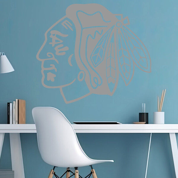 Veselá Stena Samolepka Hokejový tím Chicago Blackhawks Farba: šedá, Veľkosť: 100 x 87 cm