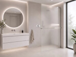 CERANO - Sprchová zástena Walk-in Onyx L-pravá vzpera + polička/držiak na uteráky - 8 mm - chróm, mliečne sklo - 30x200 CER-8050BD80068