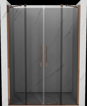 MEXEN/S - Velar Duo posuvné sprchové dvere 140, grafit, ružové zlato 871-140-000-42-60