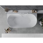 MEXEN/S - Oval Slim voľne stojaca vaňa nástenná 170 x 80, biela/čierna, sifón a prepad biela 52661708075-20