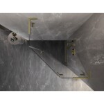 MEXEN/S - Lunar L sprchový kút päťboký krídlový pravá 80 x 80, transparent, zlato kartáčovaná 831L-080P-080L-55-00-P