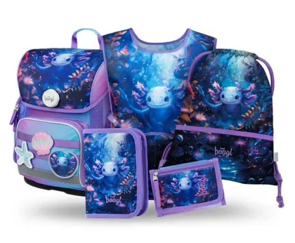 BAAGL SET 5 Ergo Axolotl: aktovka, peračník, sáčok, zástera, peňaženka (A-34513)