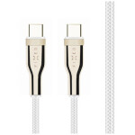 FIXED Krátky nabíjací a dátový opletený kábel s konektormi USB-C/USB-C a podporou PD 1.2 m biela / USB 2.0 / 100W (FIXDB-CC12-WH)