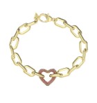 Guess Výrazný pozlátený náramok Srdce Beloved JUBB05005JWYGPK 18,5 cm