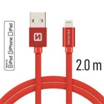 SWISSTEN TEXTILE dátový kábel USB - Lightning MFi 2m červená (71524306)