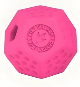KIWI WALKER Gumová hračka Dodecaball Mini ružová / Otvor na maškrty / 7 cm (RUB-854)