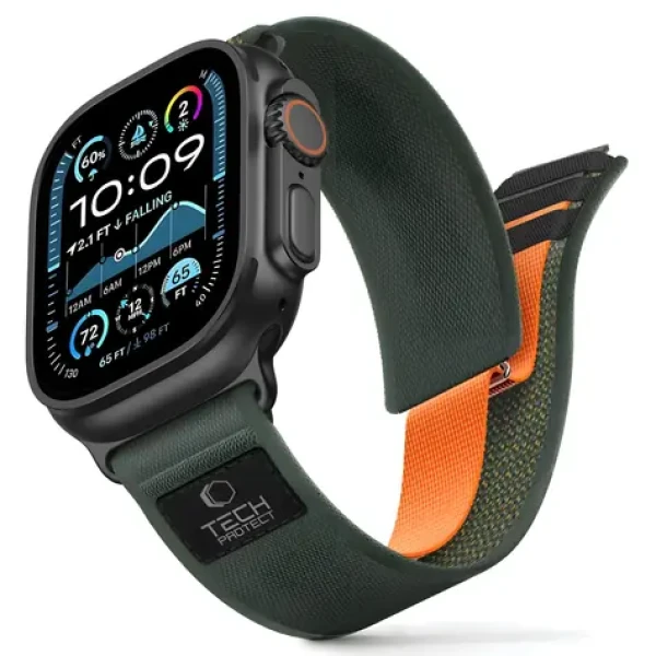Tech-Protect Nylon Elite zelená/oranžová / Remienok pre Apple Watch / 44/45/46/49 mm / Nylon