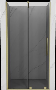 MEXEN/S - Velár posuvné sprchové dvere 90, grafit, zlatá kartáčovaná 871-090-000-41-55