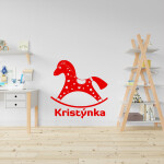 Veselá Stena Samolepka Hojdací koník s menom Farba: bílá, Veľkosť: 100 x 100 cm