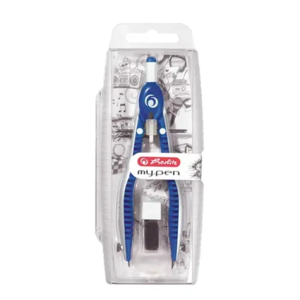 Herlitz Kružítko so zásobníkom / náhradné hroty a tuha / modro-biela (50046768)