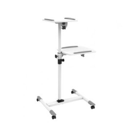 Techly Univerzálny vozík pre projektor | notebook s dvoma policami biela / výška 70-110 cm / Rozmery 57 x 53 cm (309593)