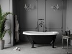 MEXEN/S - Retro voľne stojaca vaňa 150x73 cm biela / čierna čierna nohy , sifón chrom 53251507375-70