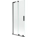 MEXEN/S - Velar L dvojkrídlová posuvná vaňová zástena 80 x 150, transparent, čierna 896-080-003-01-70