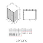 CERANO - Sprchovací kút Varone LINE Ľ/P - 6 mm - čierna matná, transparentné sklo - 140x90x195 - posuvný CER-DY505B-90114