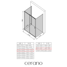 CERANO - Trojstenný sprchovací kút Varone LINE UL/P - 6 mm - čierna matná, transparentné sklo - 120x90x195 - posuvný CER-DY50514095