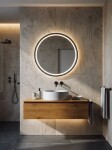 SAPHO - KADRIS guľaté zrkadlo s LED osvetlením, ø 60cm, čierna mat KD060